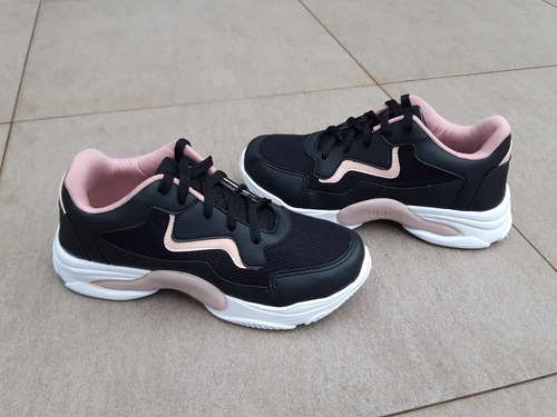 Imagem 6 de 6 de Tênis Feminino Preto Dad Blogueira Casual Plataforma Chunky