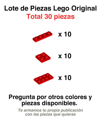 Lote 30 Piezas Lego Plates Originales Plate 1x4 2x2 2x4 Segu