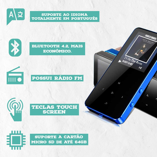 Imagem 2 de 7 de Bluetooh Mp4 Player 4gb + Brinde