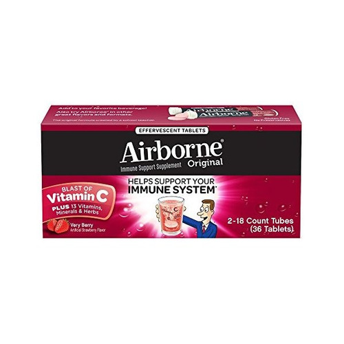 Airborne Muy Berry Tabletas Efervescentes, 36 Conteo - 1000 