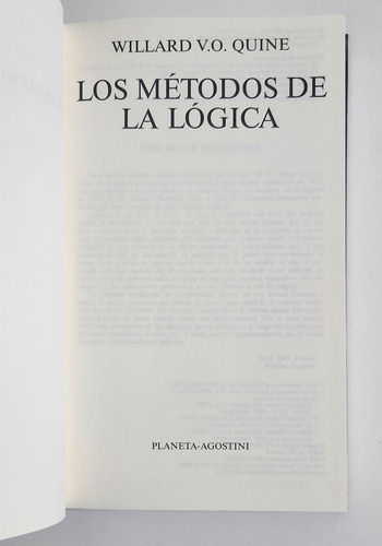 Los Métodos De La Lógica Willard Quine - Agostini (Usado)