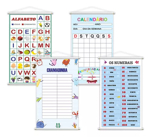 Kit de 2 Banners Escolares Calendário e Aniversariantes + Chamadinha 30  alunos - Loja PlimShop