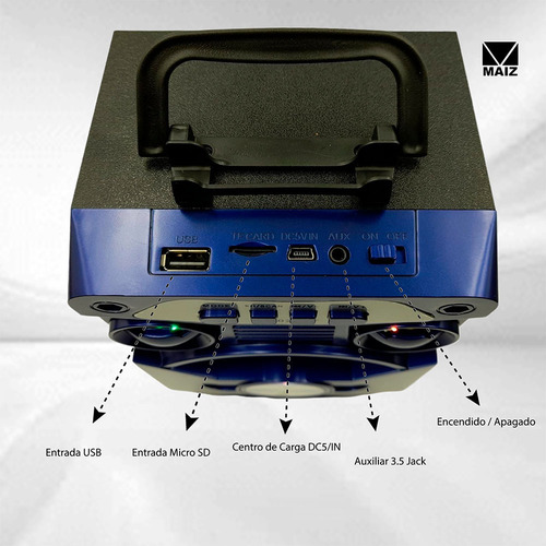 Bocina Bluetooth Recargable Radio Luz Led + Control Remoto