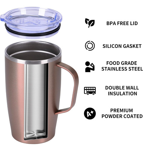 Taza De Café Aislada De 17 Oz Con Tapa, Taza De Café De Viaj