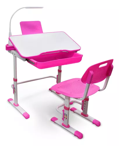 Juego de escritorio y silla para niños, altura ajustable, ergonómica, mesa  resistente con cajón de almacenamiento, escritorio escolar para niños