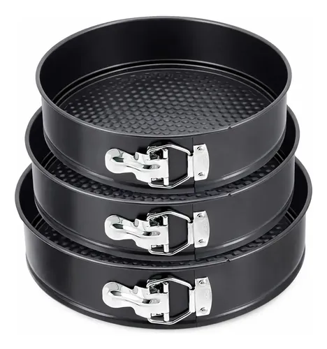 Kit 3 Formas De  Bolo Redondas Antiaderente Fundo Removível Cinza-escuro