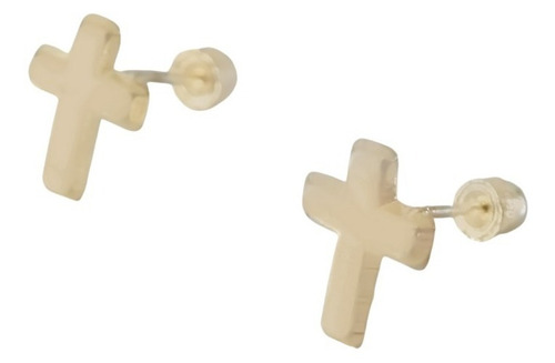 Amor Eterno - Broqueles Par Cruz / Aretes / Oro 10k