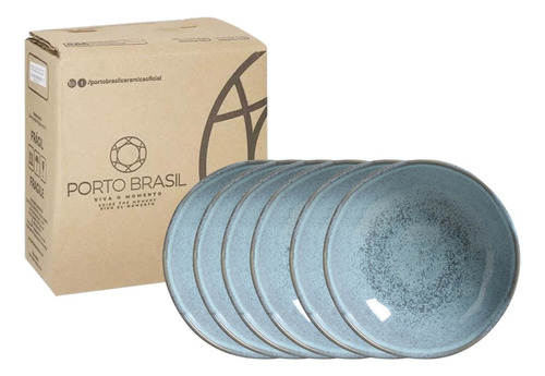 Kit C/6 Prato Fundo Porto Brasil Coleção Professionals Bio Cor Breeze