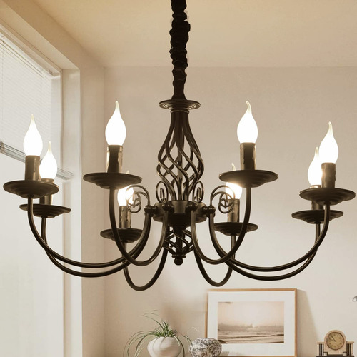 Ganeed Candelabro Negro 8 Luz Campo Franz Colgante Metal