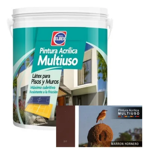 Pintura Pisos - Multiuso Elbex 1lt Marrón Hornero Acabado Mate