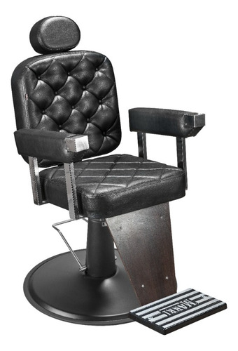 Cadeira Preta Base Preta Poltrona Reclinável Dubai Barber