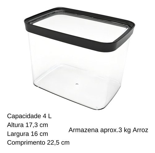 Pote Hermético 4 Litros De Arroz E Ração Cor Branco