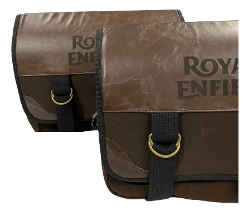 Alforge Lateral Lona C/ Couro Royal Enfield Super Meteor 650 Cor Marrom-escuro