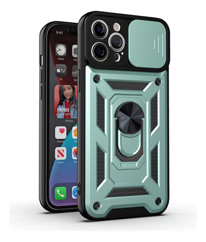 Funda Case For iPhone 14 Plus Holder Protector Camara Verde
