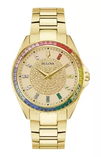 Reloj Bulova Phantom Cristales Dorado 97a179