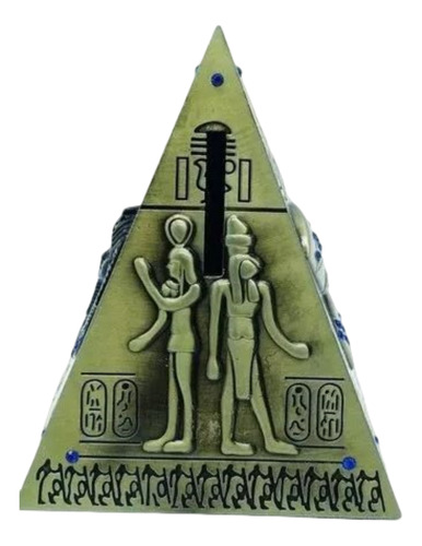 Cofre Piramide 13cm Miniatura Metal Egito Faraó Dourada