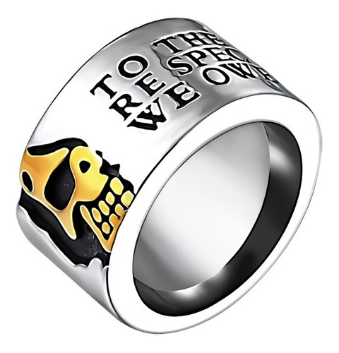 Anillo Biker Calavera Cráneo Gótico Acero Color Plata Hombre