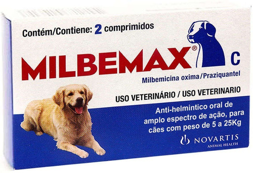 Vermifugo Milbemax Para Cães De 5 A 25kg C/ 2 Comp.