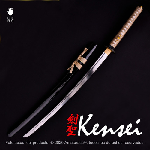Imagen 2 de 9 de Katana Kensei Aohige Gold Acero Carbono Full Tang Filo Extre