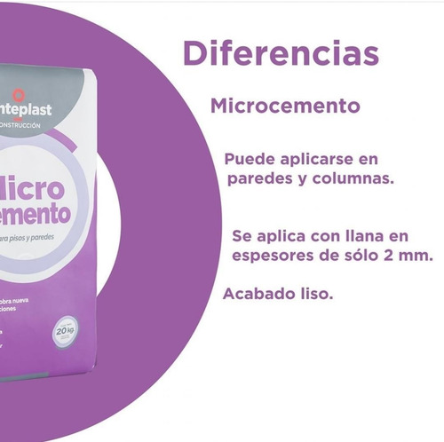 Imagen 6 de 10 de Microcemento Piso Y Pared Sinteplast Base 20 Kg Color