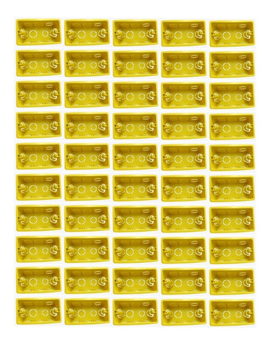 Kit Com 50 Caixa De Luz Para Embutir Parede Amarela 4x2 