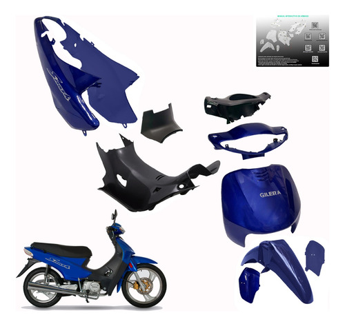 Kit Plasticos Gilera Smash 110 Azul Bicapa Calcos De Regalo