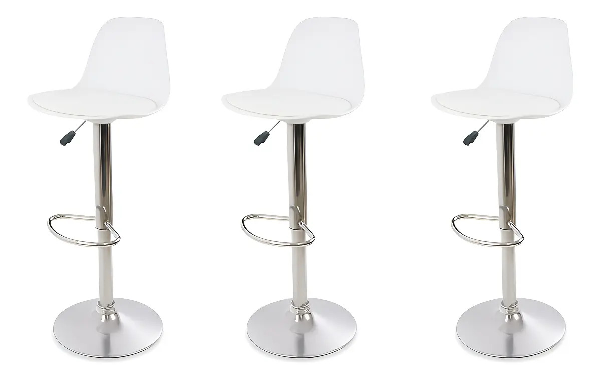 Bancos De Bar Giratorios Para Barra Cocina Restaurante 3 Pz Color Blanco