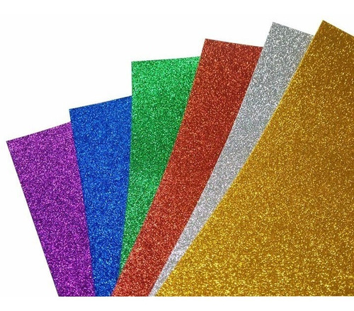 Goma Eva Roian Glitter Colores Surtidos 6 Hojas