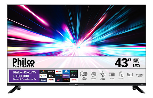 Tv Smart Philco 43 Ptv43g7er2cpblf Led Roku Wifi Dolby Áudio 110v/220v