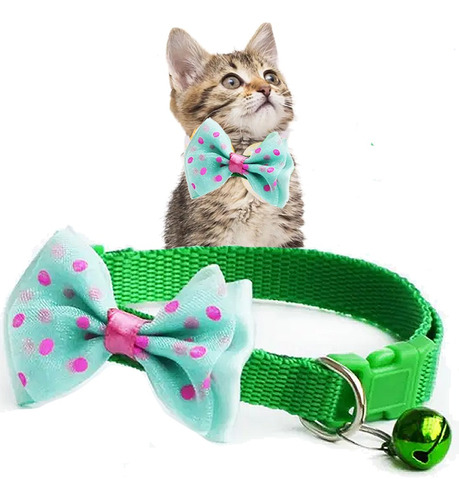 Collar Moño Ajustable Perros Gatos Mascotas Pequeños