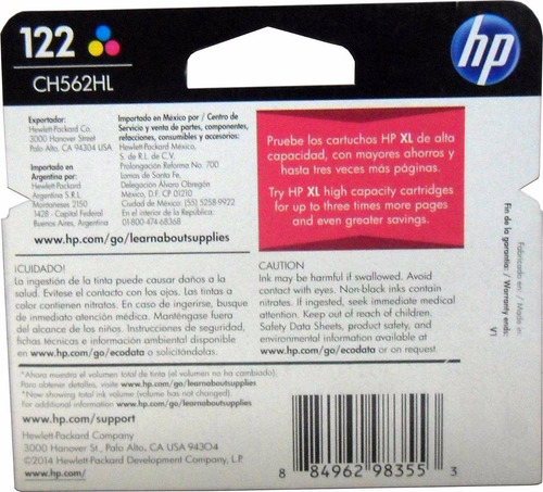 Combo 2 Cartucho Tinta Hp 122 1 Negro Ch561hl 1color Ch562hl