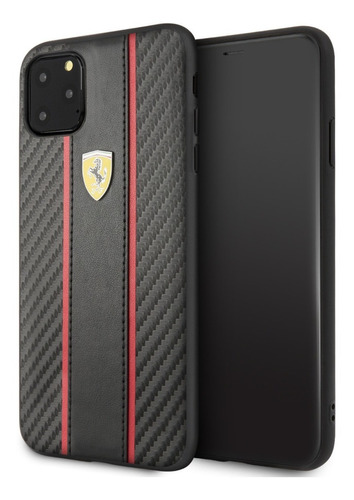 Funda Case Carbono Raya Ferrari Compatible iPhone 11 Pro Max Color Negro