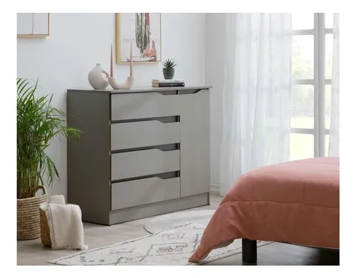 Cómoda Mobi Vela Fresno 122 Cm Color Gris Oscuro
