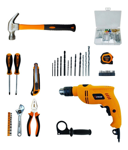 Imagen 2 de 3 de Kit Rotomartillo Alámbrico 13mm 600w 101pzs Hoteche