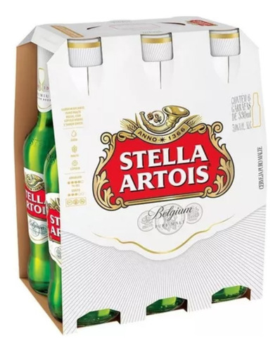 Cerveja Stella Artois, Puro Malte, 330ml, Long Neck, Embalagem C6
