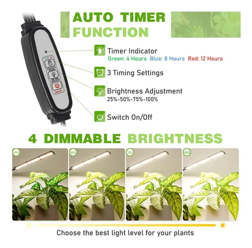 Grow Lights Foxgarden Full Spectrum 208 Led Con Temporizador
