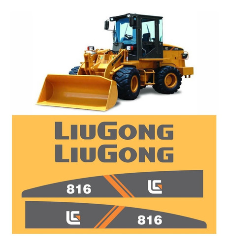 Adesivos Pá Carregadeira Compatível Com Liugong 816 Gráfico Cor ADESIVO EMBLEMA GRÁFICO LG 816