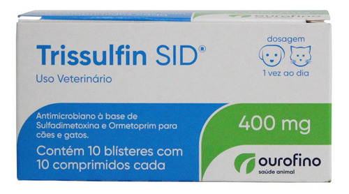 5 Trissulfin Sid 400mg Cartela + Bula Total 50 Comprimidos