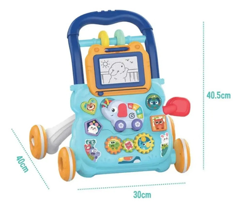 Andador Infantil Musical 3 em 1 Azul Colorido Com Som e Atividades