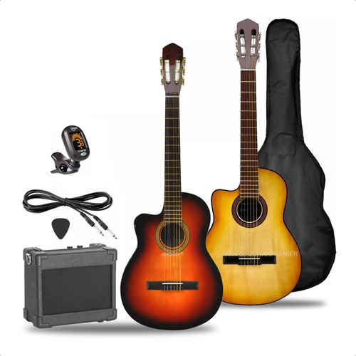 Guitarra Electrocriolla Zurdo Con Corte + Amplificador Combo