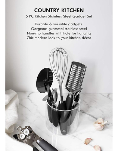 Set De Utensilios De Cocina Acero Inoxidable 6 Pzas Gun Meta