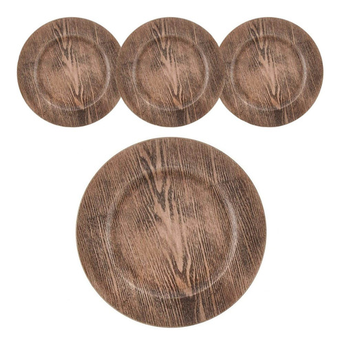 Juego De 4 Platos De Carga Decorativos De Madera Rstica Para