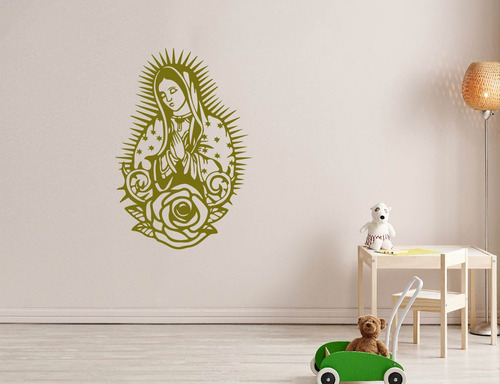 Vinil Decorativo Virgen Rosas Para Pared