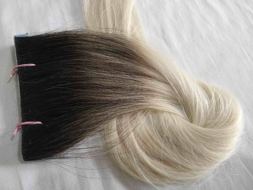 Imagem 3 de 3 de Cabelo Humano Loiro Mechas Brasileiro Tela 10g 75cm