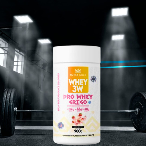 Whey Protein 3w Pro Whey Grego Nutra Gold 900g - Morango