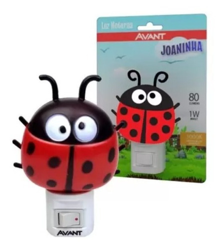 Imagem 3 de 5 de Luz Noturna Led Abajur Infantil Joaninha 1w Avant 3000k