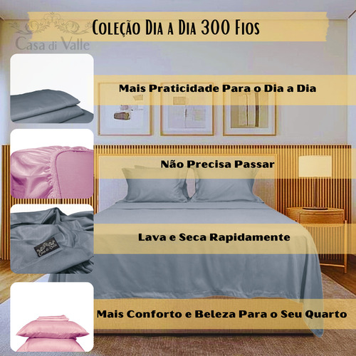 Lençol King S/ Elástico Percal 300 Fios Viena Dia A Dia