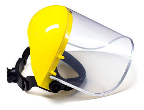 Protector Facial C/sistema Ratchet Visor Aluminio - Amarillo