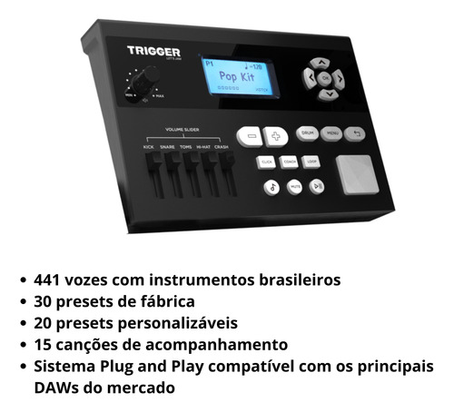 Bateria Eletrônica Trigger Com Sistema Plug And Play Td400