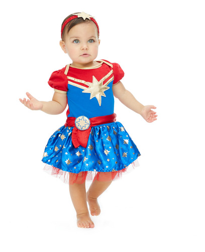 Marvel Captain Marvel Baby Girls Disfraz Vestido De Manga